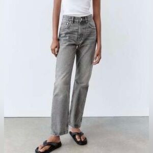 Zara Women's TRF Straight Leg Jeans with a High Waist